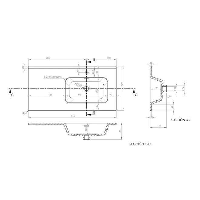 ▷LAVABO ENCIMERA DESPLAZADO IBERIA Barato | Tienda Online