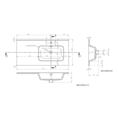 ▷LAVABO ENCIMERA DESPLAZADO IBERIA Barato | Tienda Online