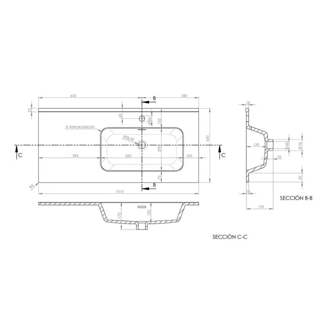 ▷LAVABO ENCIMERA DESPLAZADO IBERIA Barato | Tienda Online