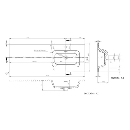 ▷LAVABO ENCIMERA DESPLAZADO IBERIA Barato | Tienda Online