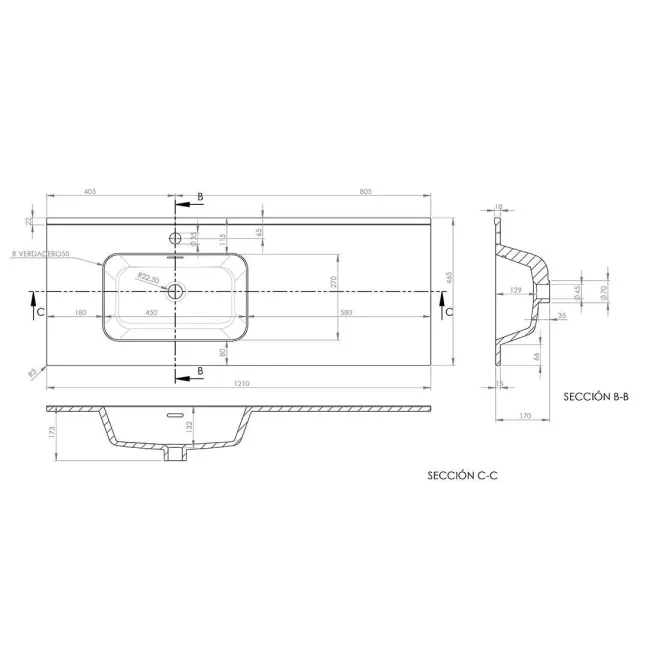 ▷LAVABO ENCIMERA DESPLAZADO IBERIA Barato | Tienda Online