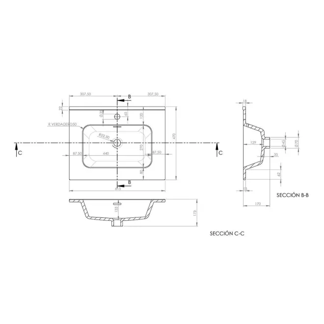 PLANO LAVABO ENCIMERA IBERIA BAALNEO