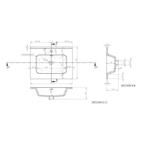 PLANO LAVABO ENCIMERA IBERIA BAALNEO