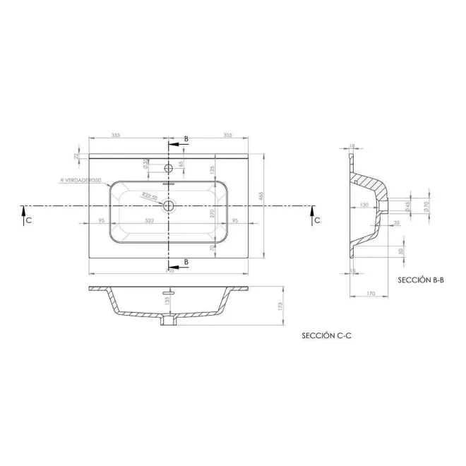 PLANO LAVABO ENCIMERA IBERIA BAALNEO