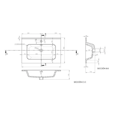 PLANO LAVABO ENCIMERA IBERIA BAALNEO