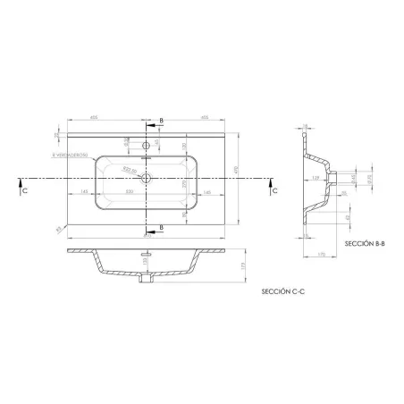 PLANO LAVABO ENCIMERA IBERIA BAALNEO
