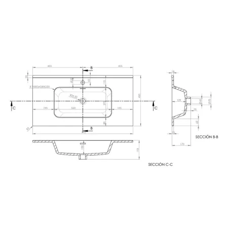 PLANO LAVABO ENCIMERA IBERIA BAALNEO
