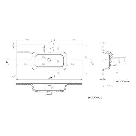 PLANO LAVABO ENCIMERA IBERIA BAALNEO