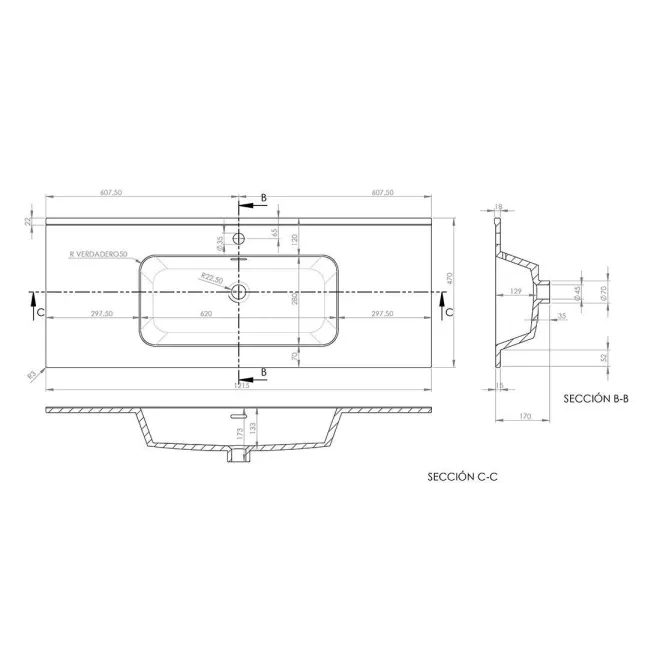 PLANO LAVABO ENCIMERA IBERIA BAALNEO