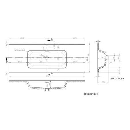 PLANO LAVABO ENCIMERA IBERIA BAALNEO