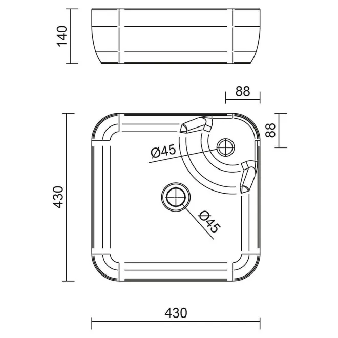 LAVABO SOBRE ENCIMERA ELLEN 43x43 SALGAR | Barato