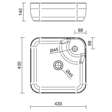 LAVABO SOBRE ENCIMERA ELLEN 43x43 SALGAR | Barato