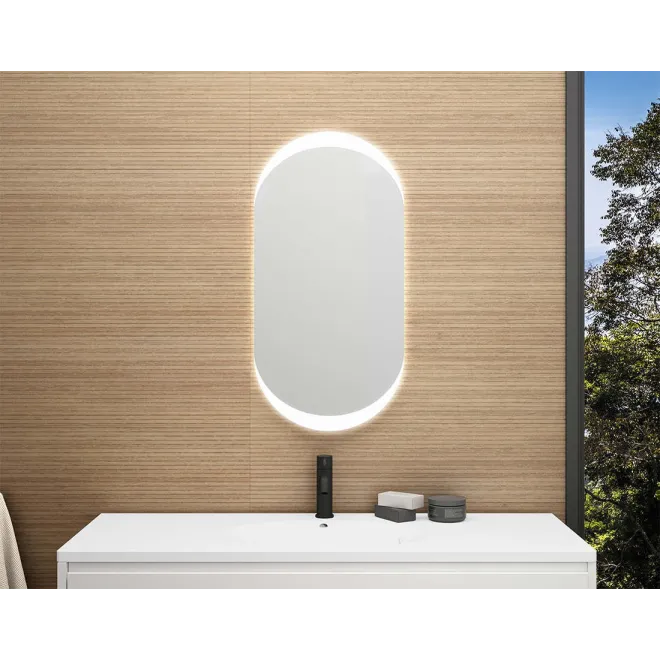 Espejo de baño a medida luz LED ovalado Luna Bathdecor