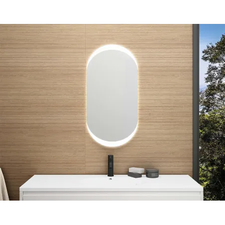 Espejo de baño a medida luz LED ovalado Luna Bathdecor