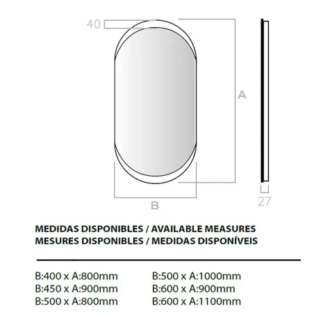 Espejo de baño a medida luz LED ovalado Luna Bathdecor