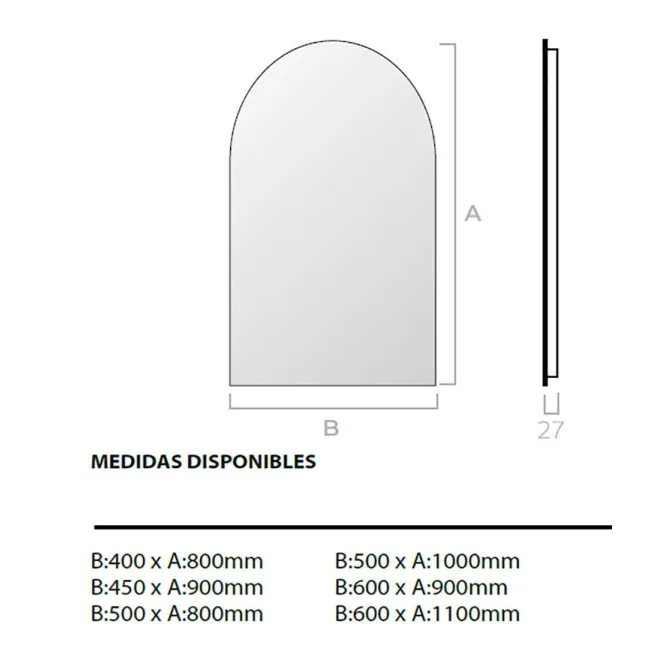 Espejo de baño a medida luz LED capilla Dalhia Bathdecor