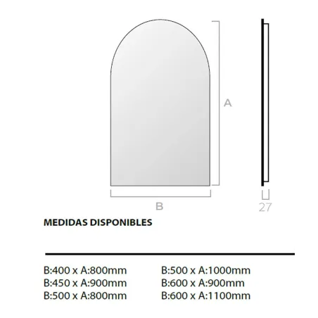 Espejo de baño a medida luz LED capilla Dalhia Bathdecor