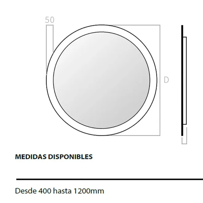 Espejo de baño a medida luz LED redondo Willow Bathdecor