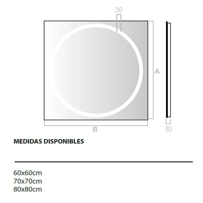 Espejo de baño con luz LED Rigel Bathdecor | TiendaInicia