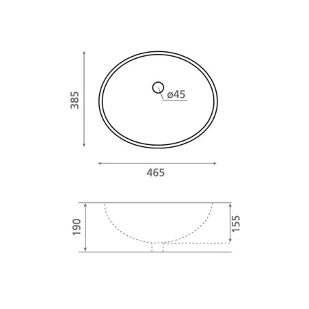 LAVABO BAJO ENCIMERA MODENA - PLANO COTAS