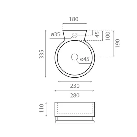 PLANO LAVABO SUSPENDIDO SHERRY CON COTAS
