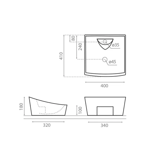 LAVABO SOBRE ENCIMERA SORIA - PLANO COTAS