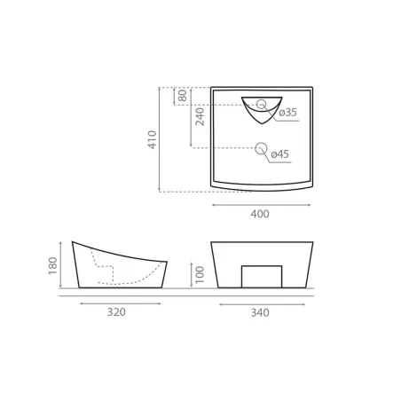LAVABO SOBRE ENCIMERA SORIA - PLANO COTAS