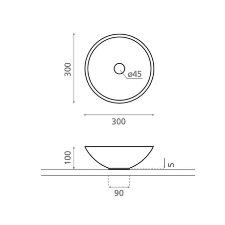 LAVABO SOBRE ENCIMERA SARDINERO - PLANO COTAS