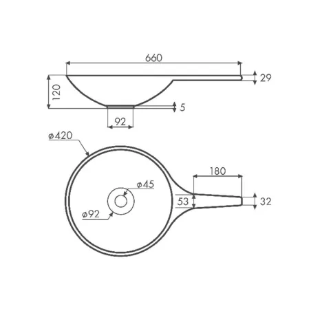 LAVABO SOBRE ENCIMERA SAJA - PLANO COTAS
