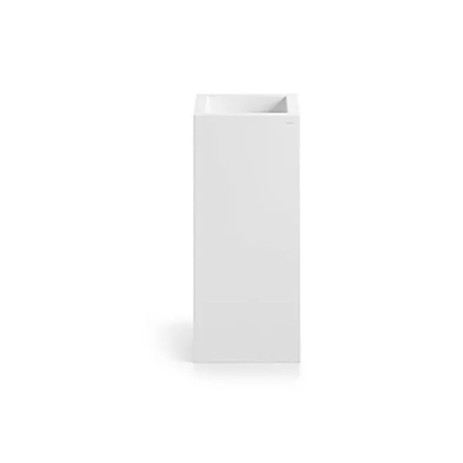 LAVABO PEDESTAL CUADRADO SOLID SURFACE BATHCO FONDO BLANCO
