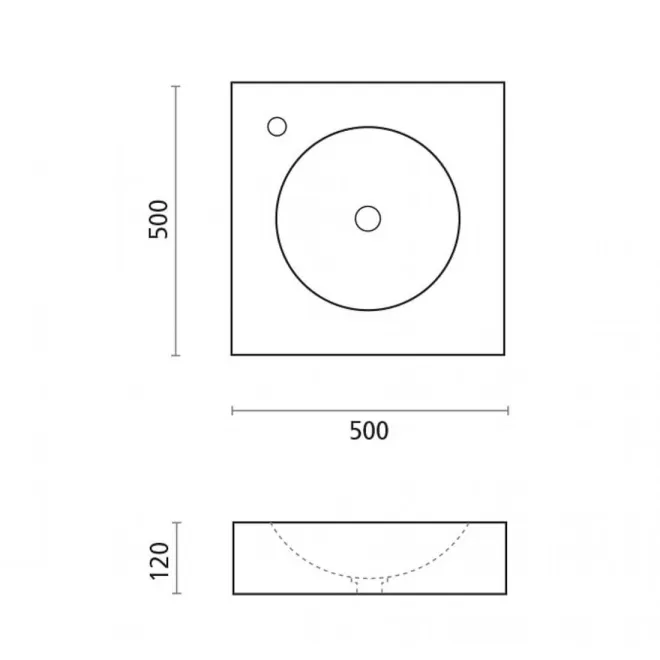 LAVABO SOBRE ENCIMERA PARBAYON - PLANO COTAS