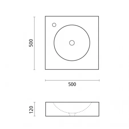 LAVABO SOBRE ENCIMERA PARBAYON - PLANO COTAS