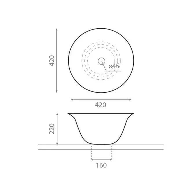 LAVABO SOBRE ENCIMERA NORDIC - PLANO COTAS