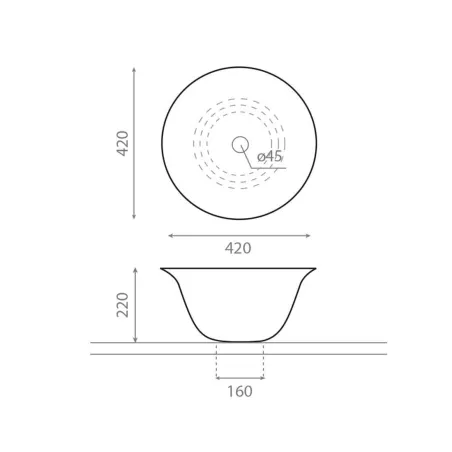 LAVABO SOBRE ENCIMERA NORDIC - PLANO COTAS