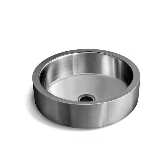 LAVABO SOBRE ENCIMERA ORUÑA ACERO - FONDO BLANCO