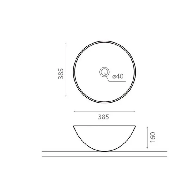 LAVABO SOBRE ENCIMERA GAMA ACERO BATHCO PLANO CON COTAS
