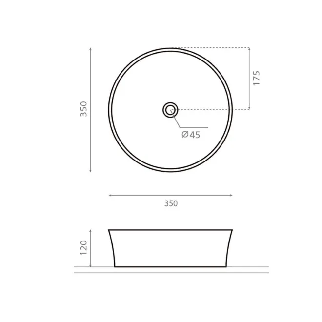 LAVABO SOBRE ENCIMERA VOLTA - PLANO COTAS
