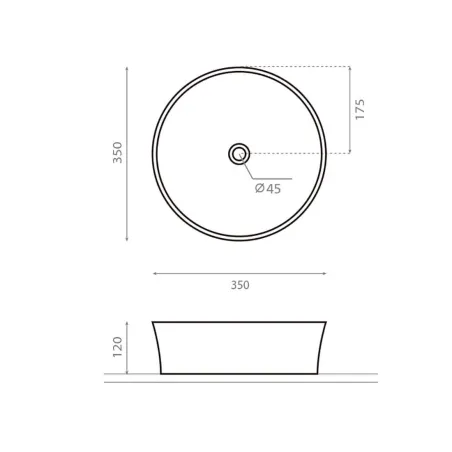 LAVABO SOBRE ENCIMERA VOLTA - PLANO COTAS