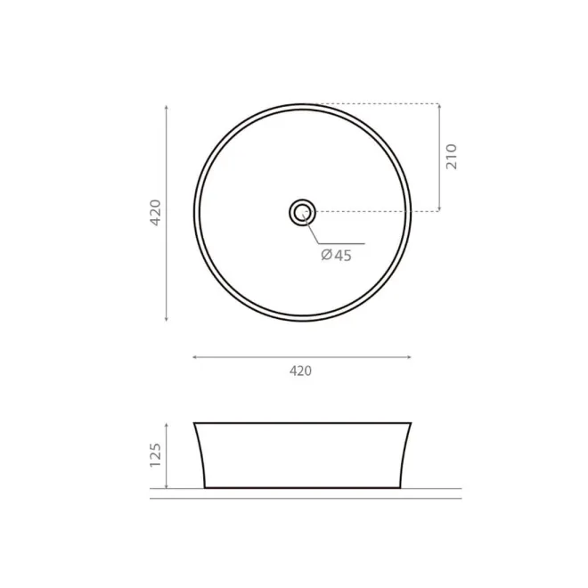 LAVABO SOBRE ENCIMERA VOLTA - PLANO COTAS