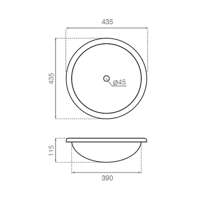 PLANO LAVABO ENCASTRE RELIEF CON COTAS
