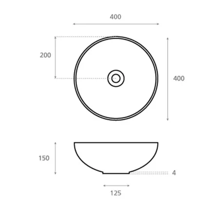LAVABO SOBRE ENCIMERA SICILIA - PLANO COTAS