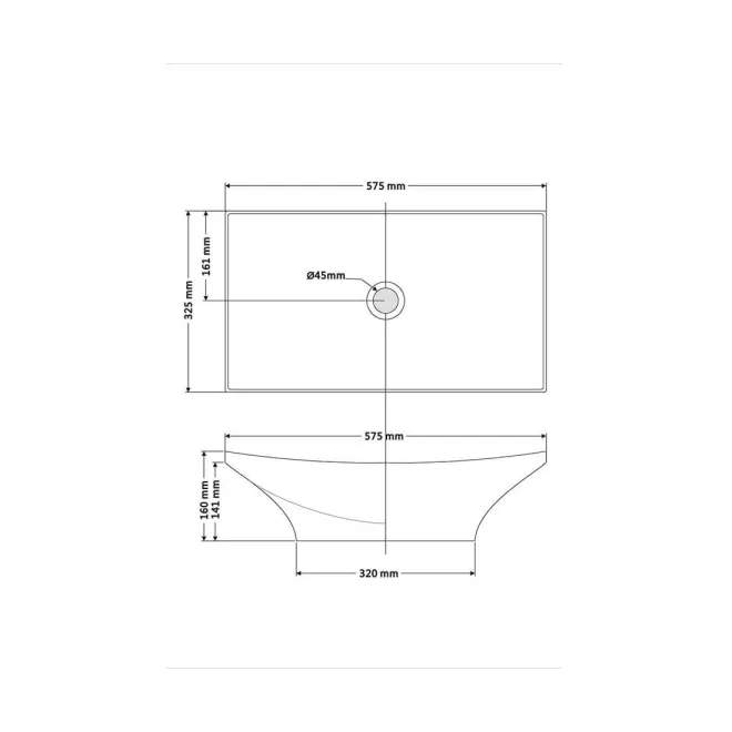 LAVABO SOBRE ENCIMERA NEW MAGDALENA - PLANO COTAS
