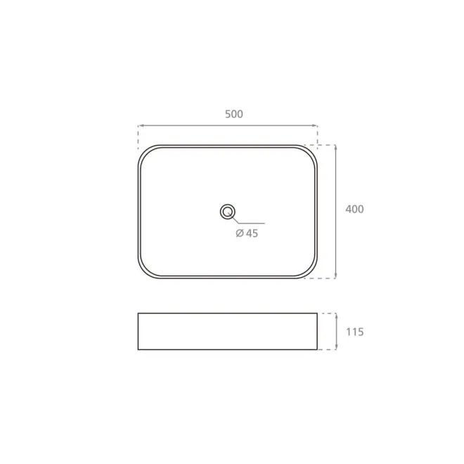 LAVABO SOBRE ENCIMERA NILO - PLANO COTAS