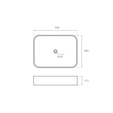 LAVABO SOBRE ENCIMERA NILO - PLANO COTAS
