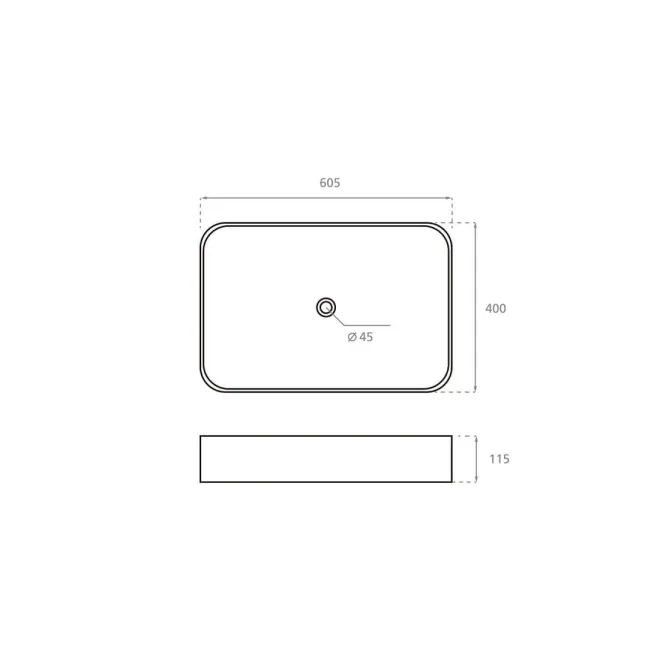 LAVABO SOBRE ENCIMERA NILO - PLANO COTAS