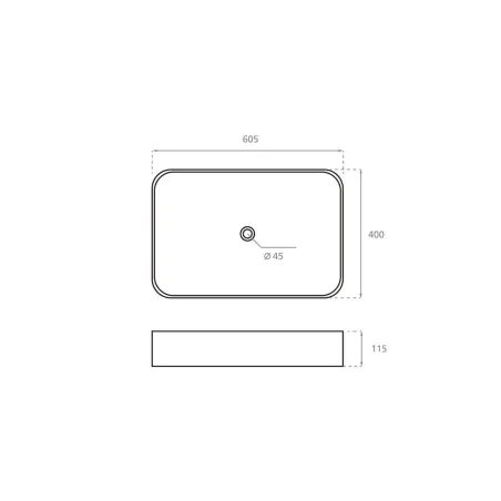 LAVABO SOBRE ENCIMERA NILO - PLANO COTAS