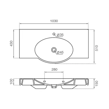 ▷LAVABO SUSPENDIDO COPENHAGUE 103 Barato | Comprar Online