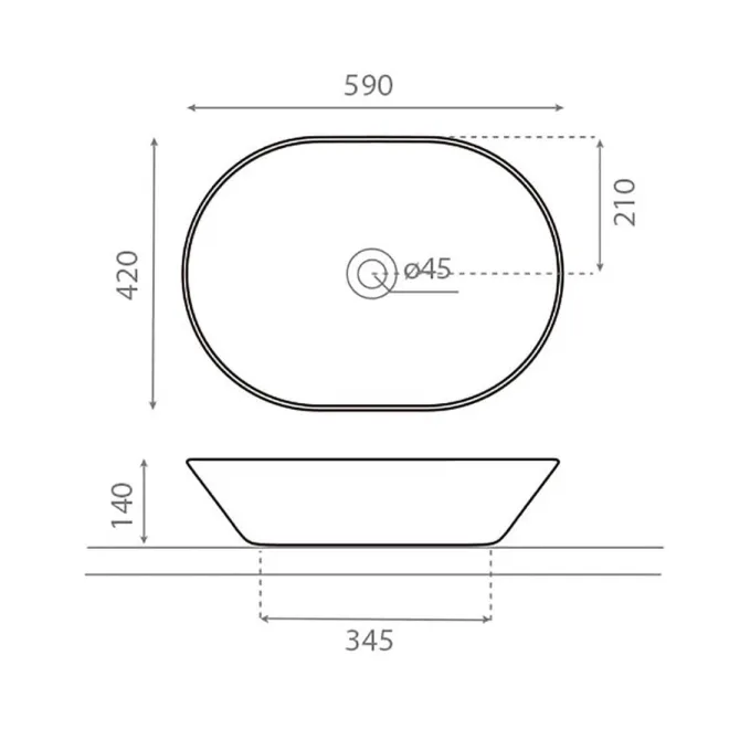 LAVABO SOBRE ENCIMERA NEW TOULOUSE - PLANO COTAS