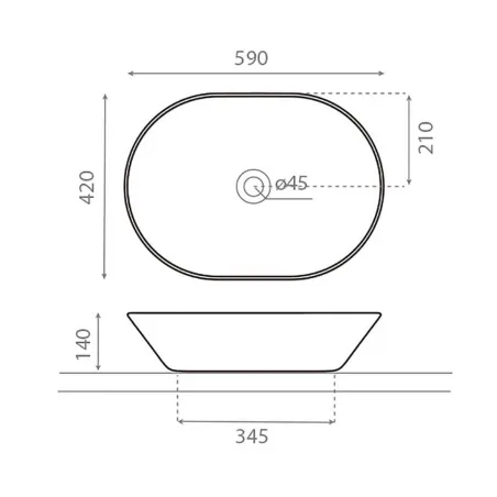 LAVABO SOBRE ENCIMERA NEW TOULOUSE - PLANO COTAS