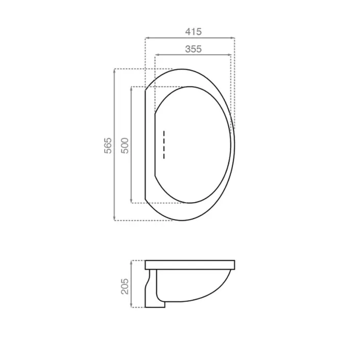 LAVABO BAJO ENCIMERA TITANIC 1ST - PLANO COTAS
